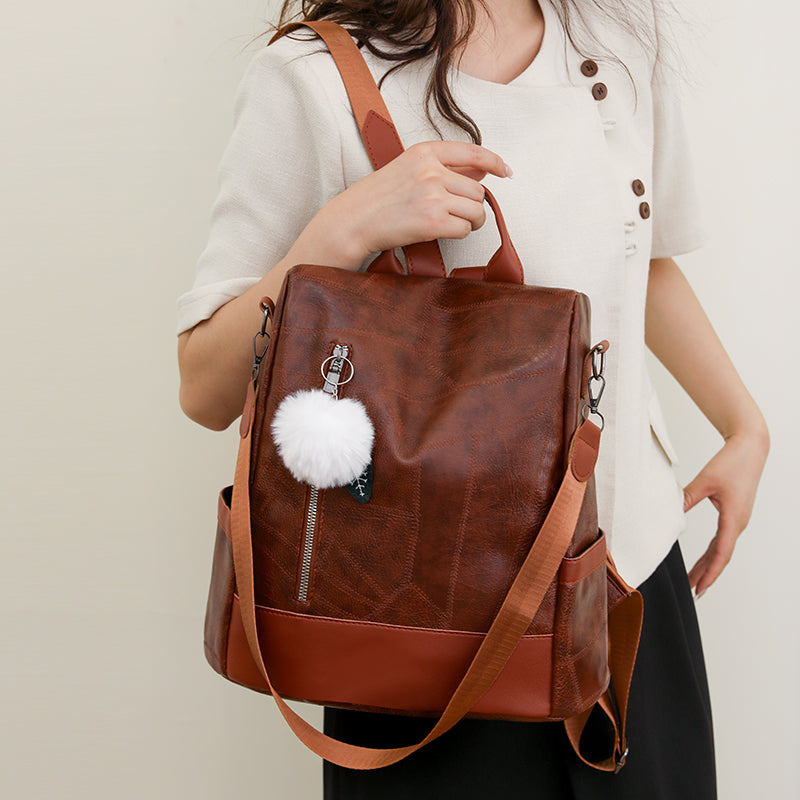 Mochila Feminina Antifurto de Couro Letícia