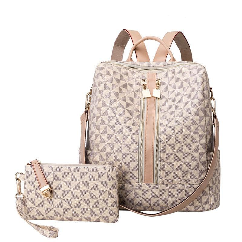 Mochila Feminina em Couro + Carteira - Classic Elegance