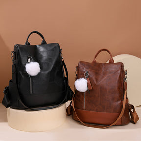 Mochila Feminina Antifurto de Couro Letícia