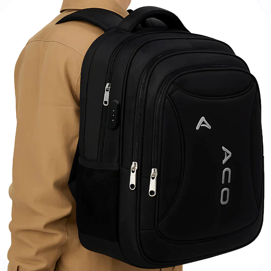 Mochila Unissex A.C.O Impermeável para Notebook Senha Carregamento USB/Fone